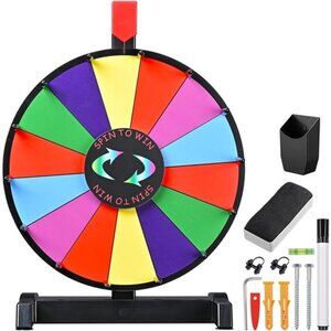 WinSpin 12" Color Prize Wheel Wall Mounted or Tabletop 14 Slots Heavy Dut